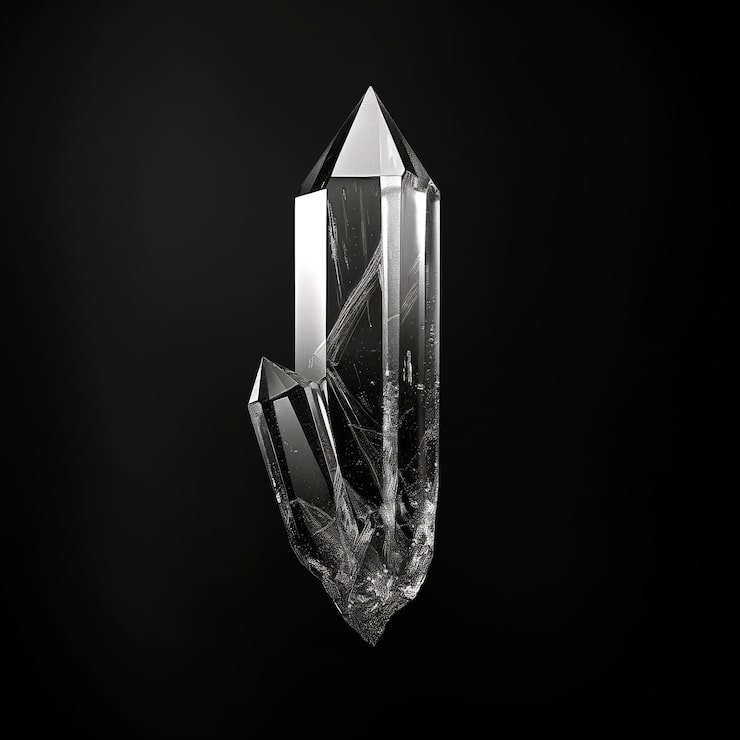 Photo le quartz de cristal clair époustouflant aux bords tranchants et à la structure hexagonale du prisme