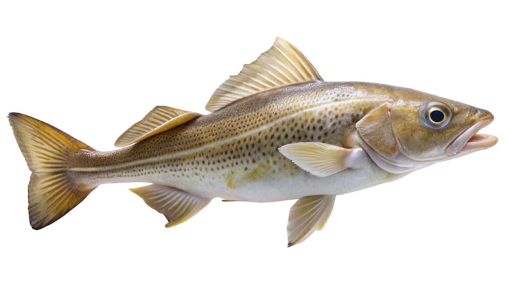 Foto en fisk med brune flekker på hodet og en brun ørret på bunnen