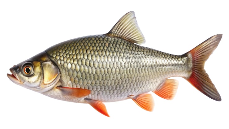 Foto en fisk som har navnet på fisken på seg