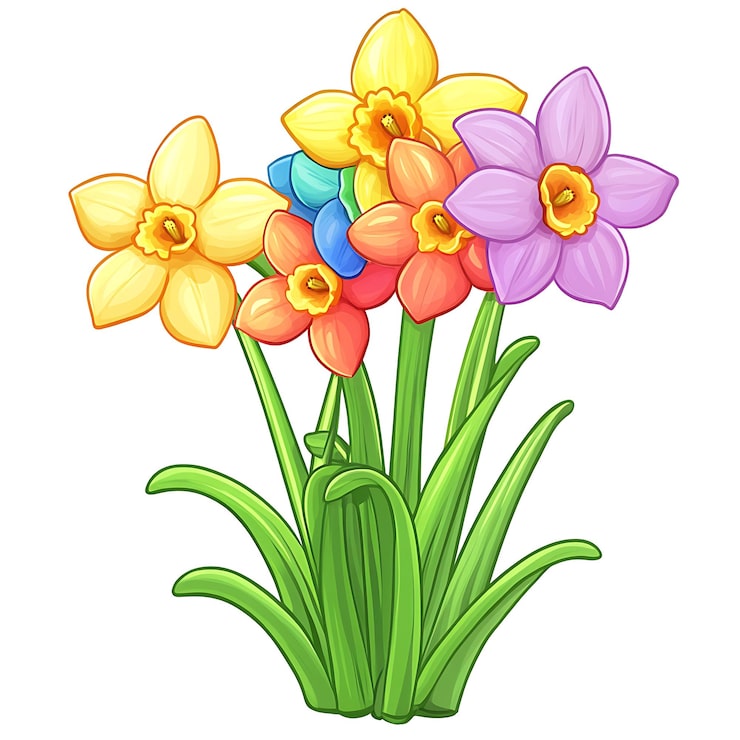 Foto illustrasjon av en blomsterbukett på en hvit bakgrunn
