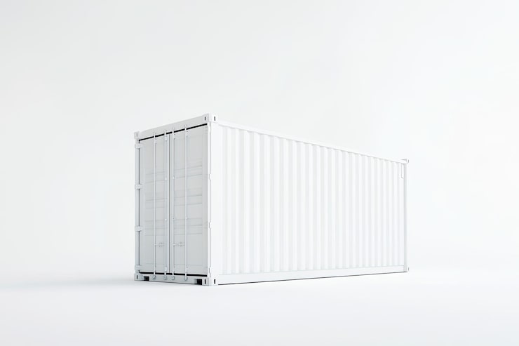 Foto container på hvid baggrund 3d gengivelsesillustration