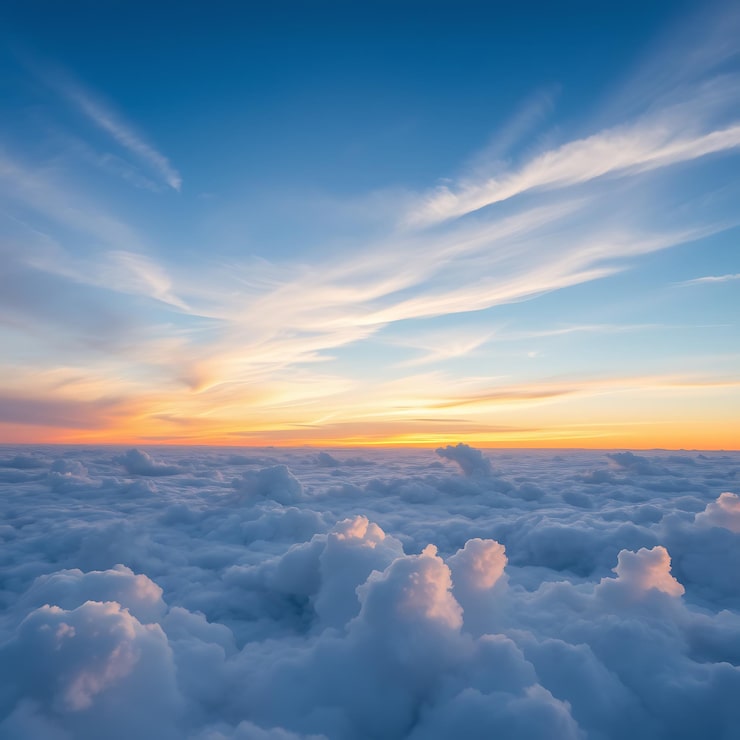 Foto en himmel med skyer og en solnedgang med en himmel i baggrunden