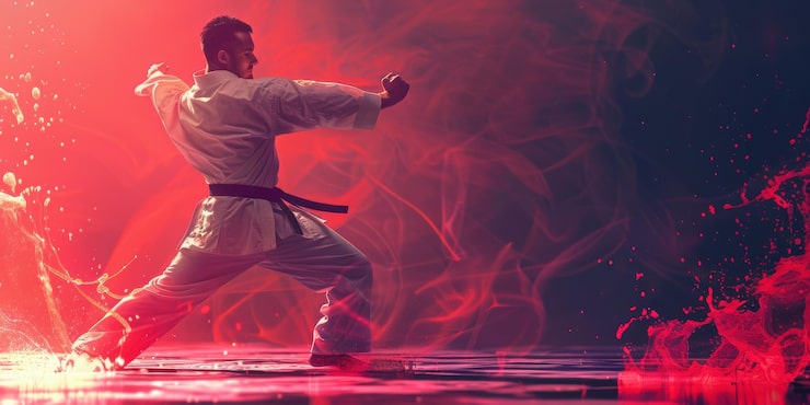 Bild karate fighter i aktion
