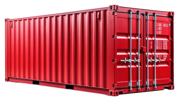 Foto png ny rød fragtcontainer hvid baggrund arkitektur levering