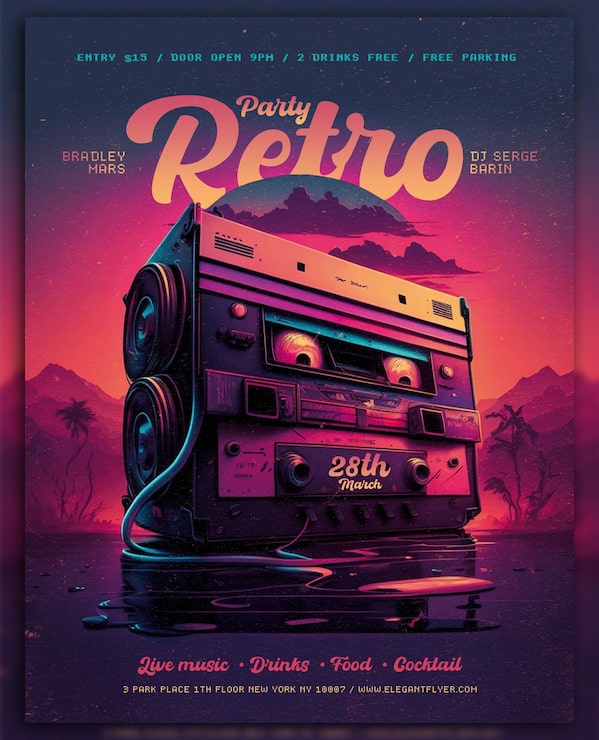 Foto premium psd retro party flyer