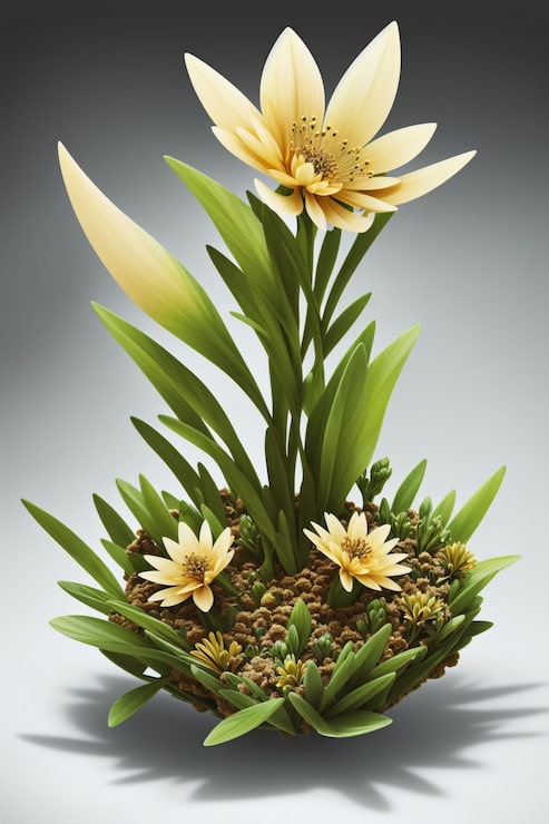 Bild skulptur av blommor