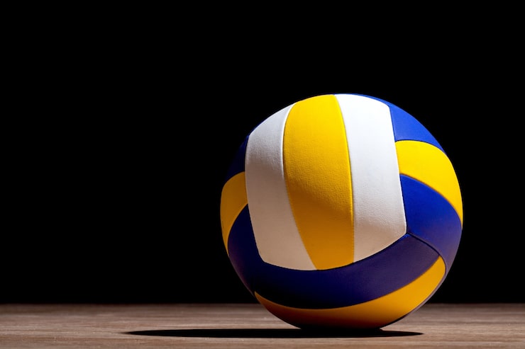 Bild volleybollobjektboll på mörk bakgrund