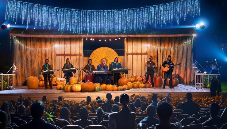 Fotoğraf canlı müzik ile kabak festivali'nde açık hava sahnesi