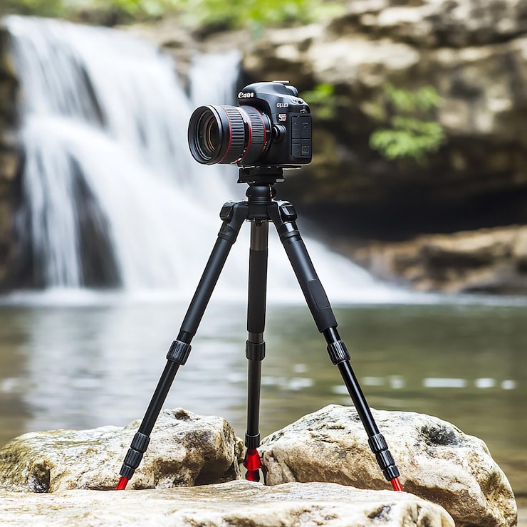 Fotoğraf çarpıcı şelale fotoğrafçılığı kurulum kamerası tripod sahnesi