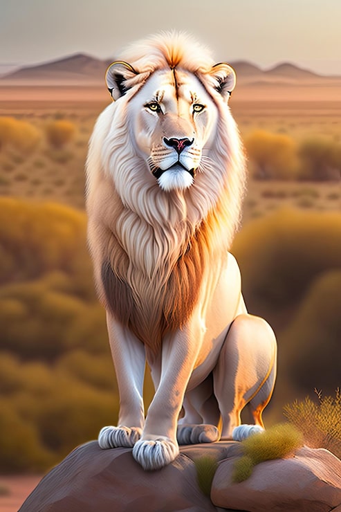 Fotoğraf görkemli beyaz aslan. muhteşem aslan kral. yaban hayatı hayvanı