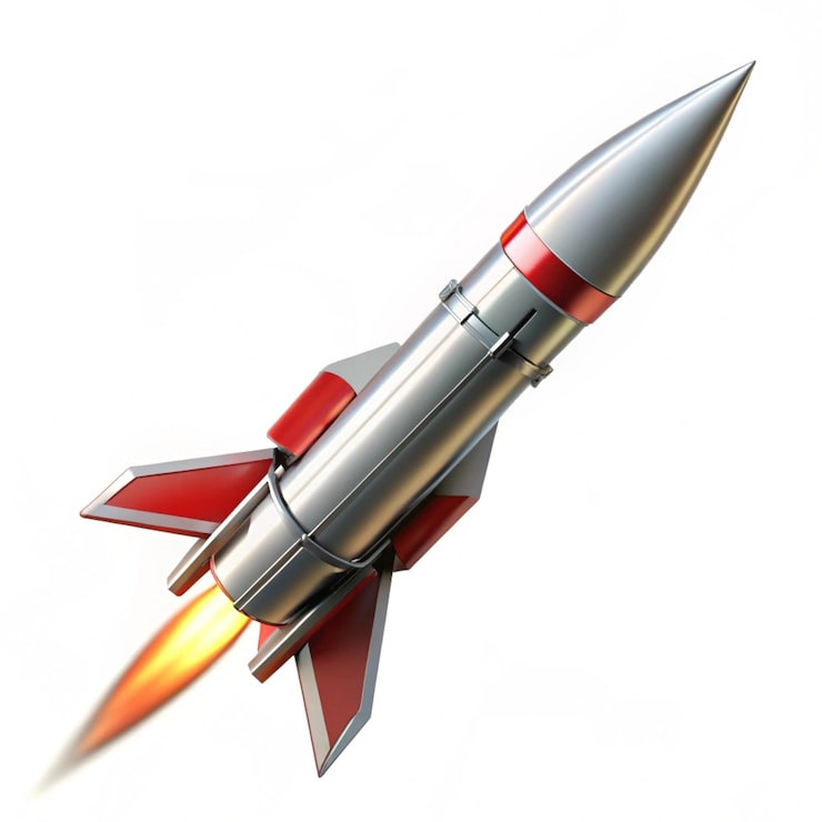 Kuva raketti, jonka alaosassa on punainen ja musta raketti