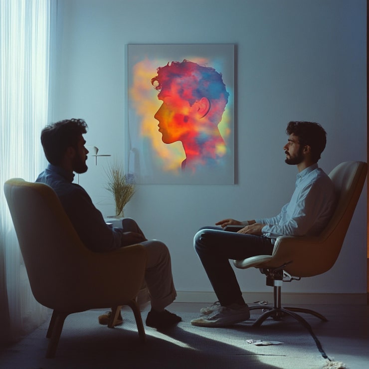 Kuva visuaaleja psykiatrisesta terapiasta ja neuvontaistunnoista