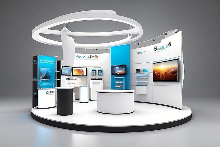 Foto 3d-rendering van de tentoonstellingsronde