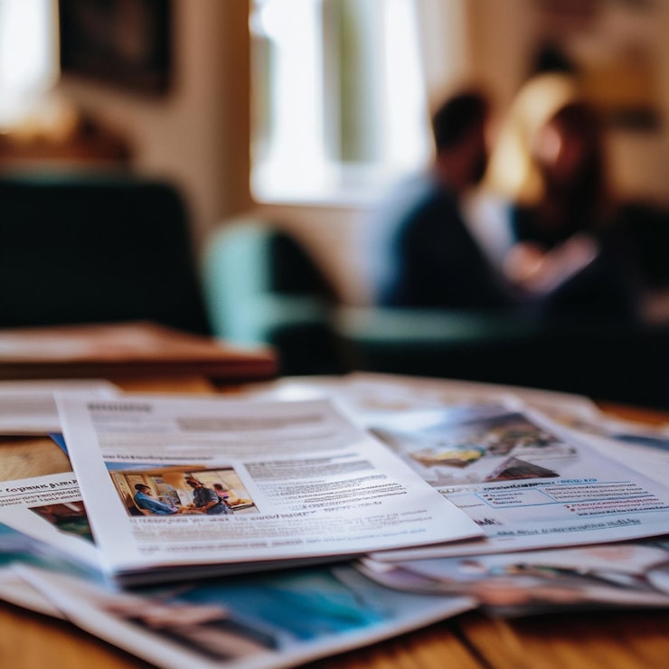Foto een close-up van een brochure over geestelijke gezondheid met informatie over beschikbare ondersteuningsdiensten