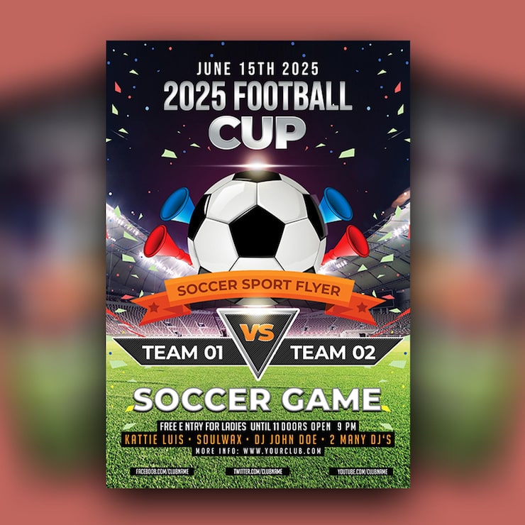 PSD 2025 fodbold cup soccer game flyer
