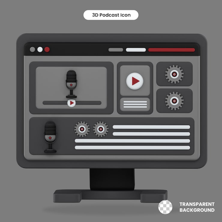 PSD 3d gerenderd podcast bewerkingsobject