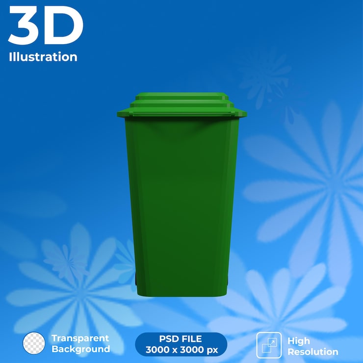 PSD 3d render affald front visning
