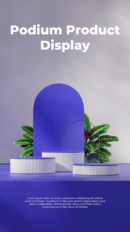 PSD 3d-render mockup van paarse gebogen cilinder in staand formaat met bogenachtergrond