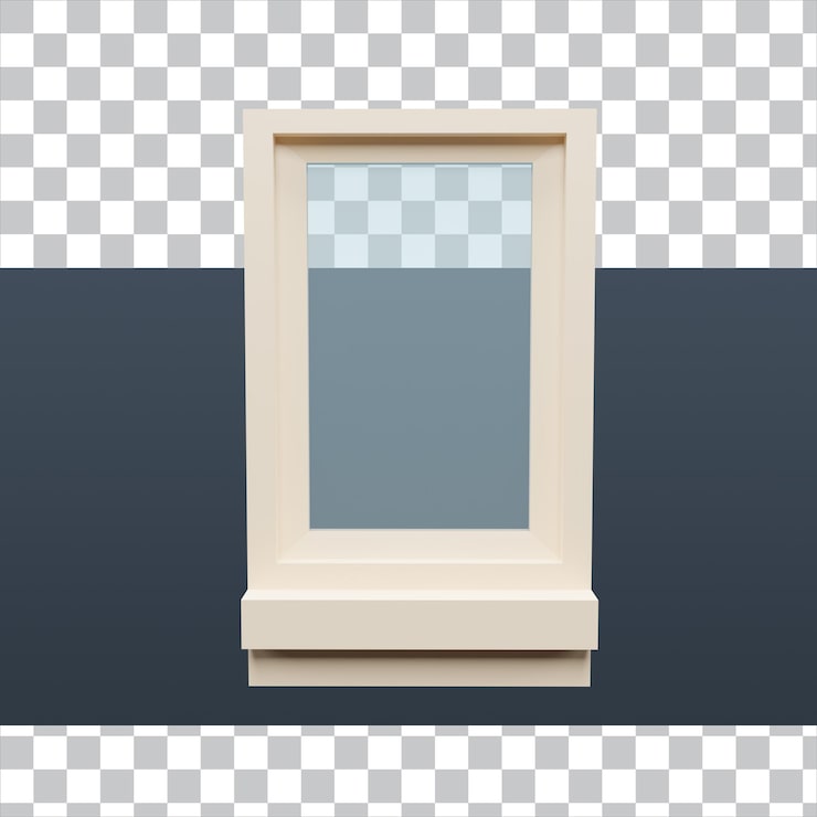 PSD 3d render pencere çizgi film i̇zole