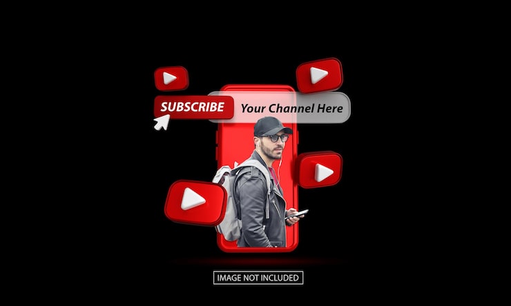 PSD abonneer u op youtube-sjabloon voor sociale media-bannersjabloon met 3d-pictogram