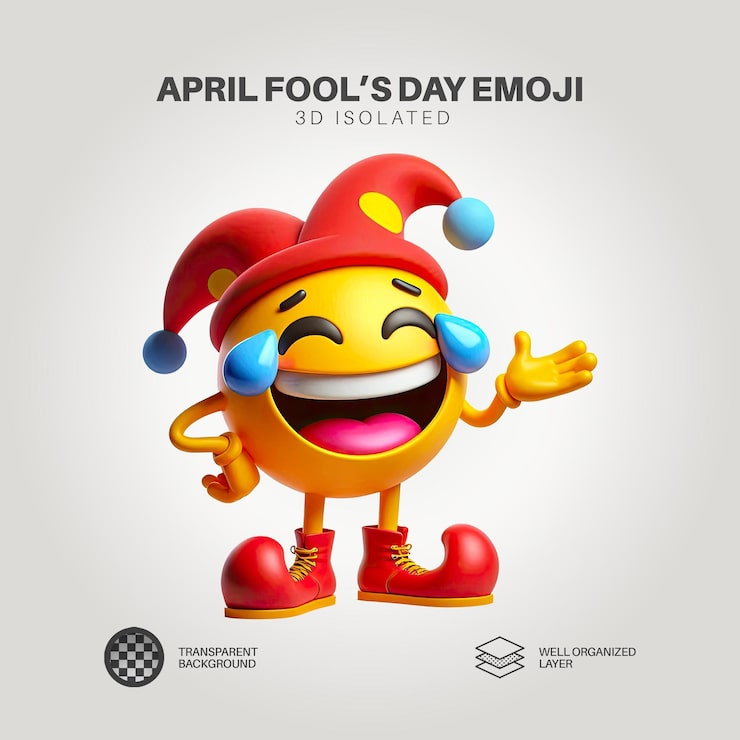 PSD aprilskämt emoji clown 3d-karaktär 02