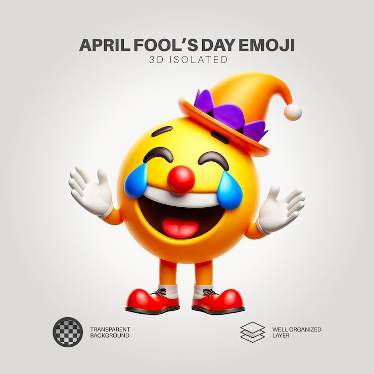 PSD aprilskämt emoji clown 3d-karaktär 09