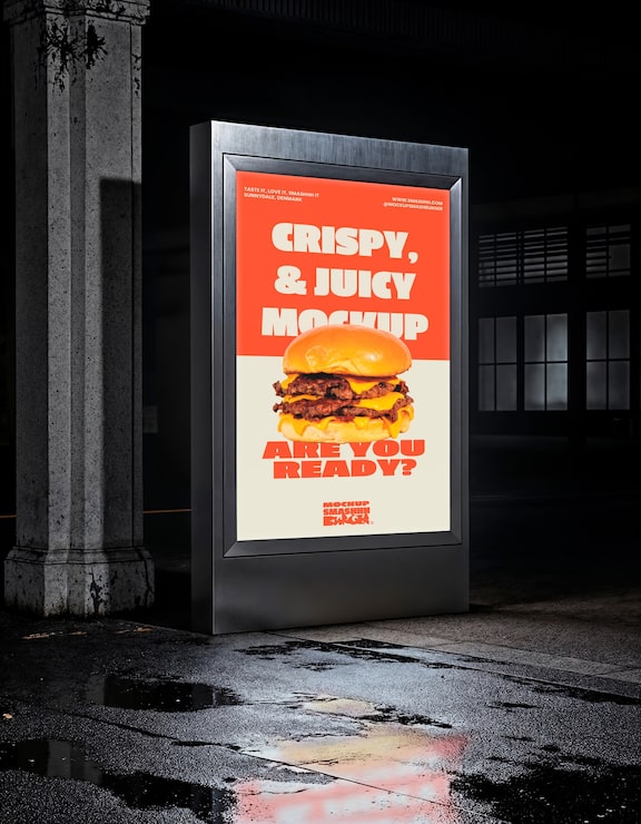 Billboard at night with blank space for advertisement