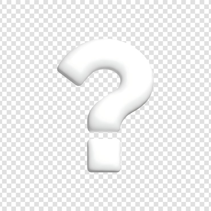 PSD błyszczący biały symbol znaku zapytania 3d