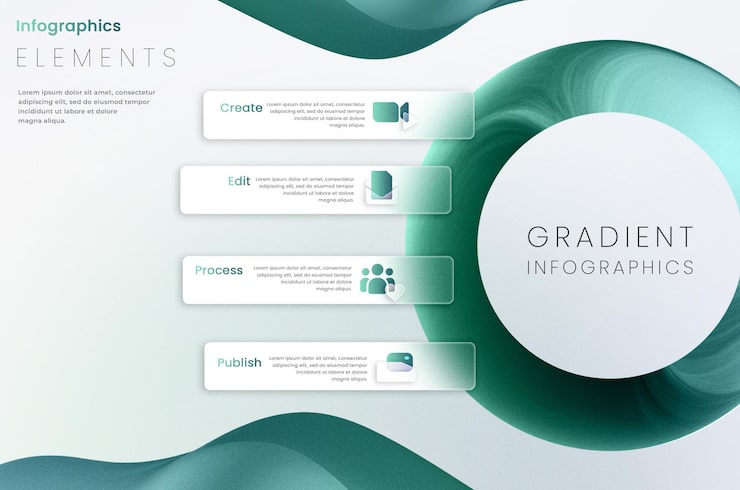 PSD cam efekti i̇nfografik iş şablonu design