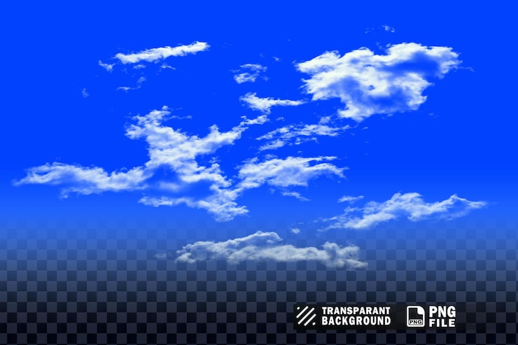 PSD 云朵和蓝色天空透明背景
