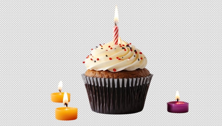 PSD cupcake med lys bringer glæde til enhver fest