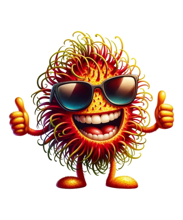 PSD een cartoon tekening van een leeuw met een zonnebril en een leeuwehoofd