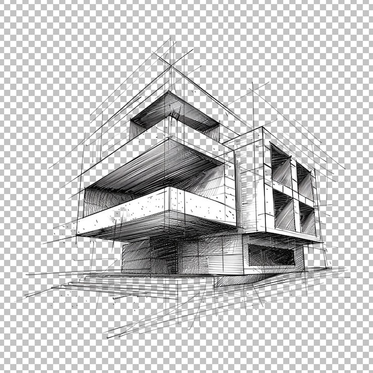 PSD een tekening van een huis met een huis op de top