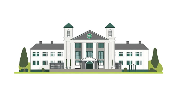 PSD elegant universitetsbyggnad med klassisk arkitektur