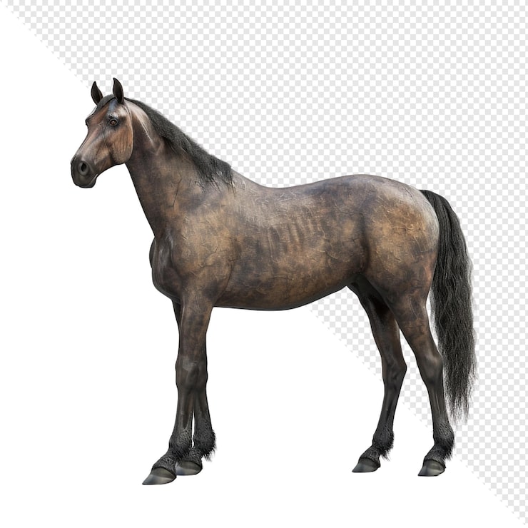 PSD en enkelt hest med brun pels