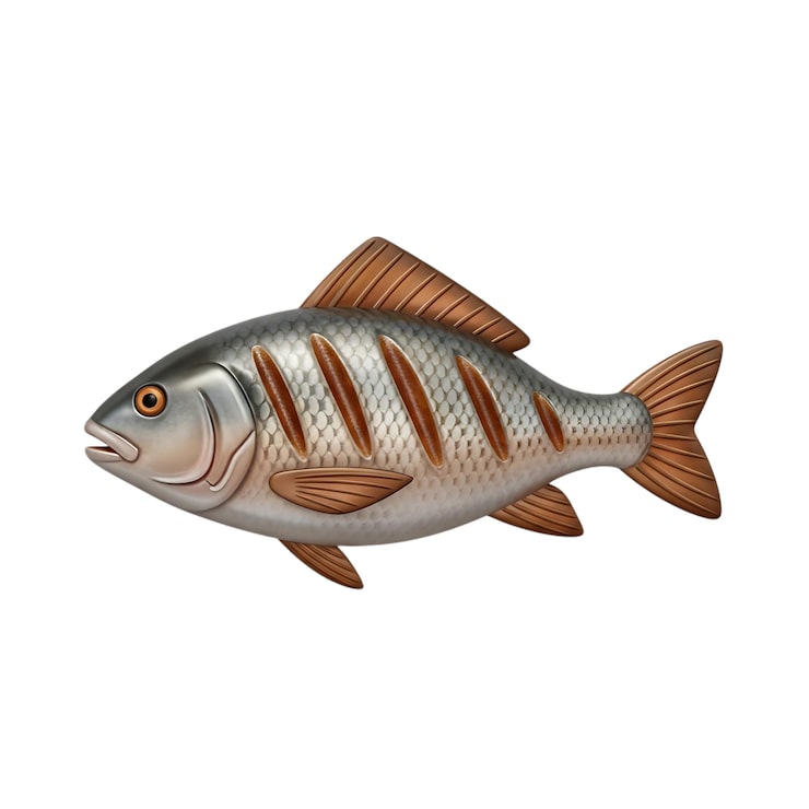 PSD en fisk med oransje finner og striper på kroppen