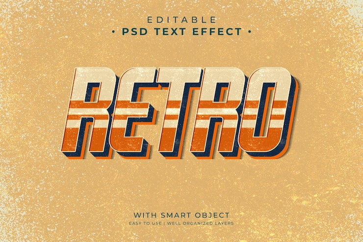 PSD en retro teksteffekt med en gullbakgrunn