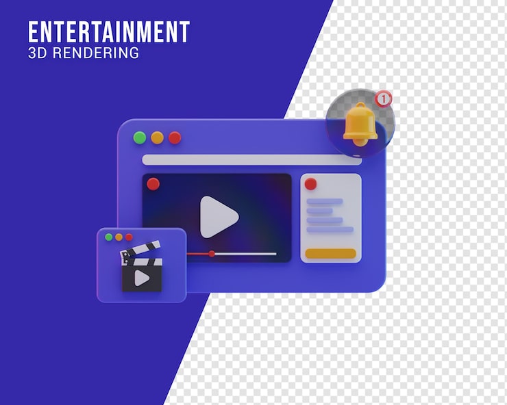 PSD entertainment illustratie concept, 3d-rendering