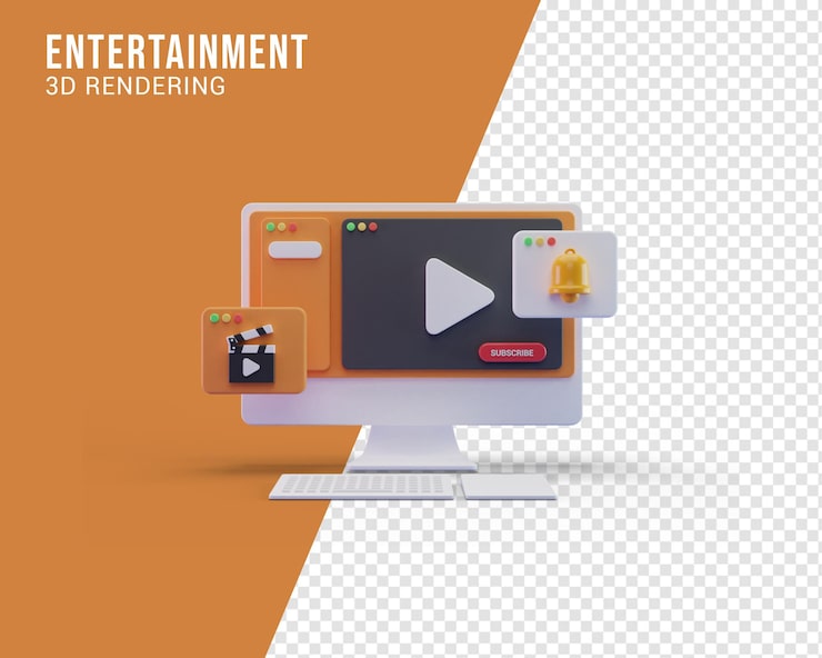 PSD entertainment illustratie concept, 3d-rendering