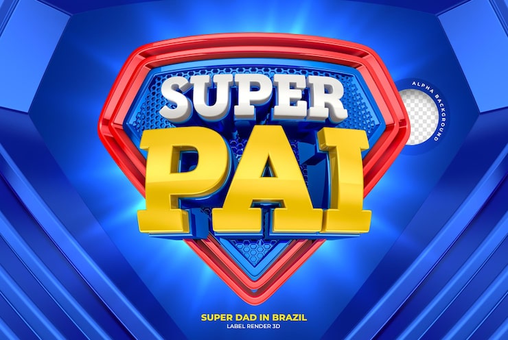 PSD etykieta super tata w brazylii 3d render szablon projektu w języku portugalskim szczęśliwy dzień ojca