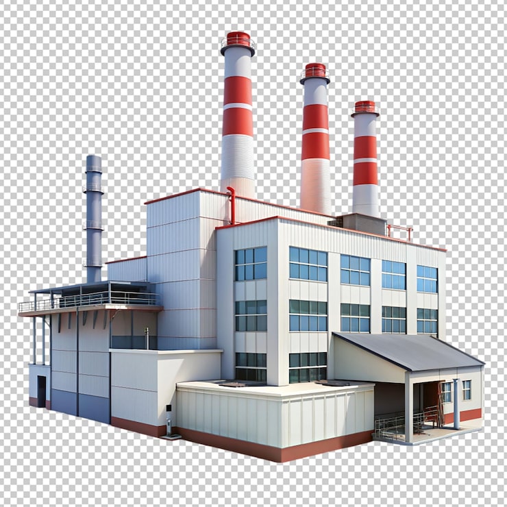 PSD 透明背景上的工厂建筑物