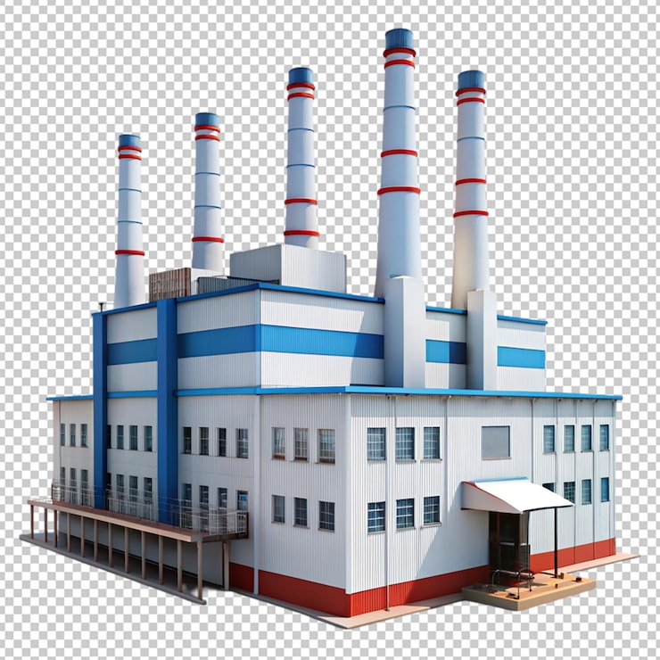PSD 透明背景上的工厂建筑物