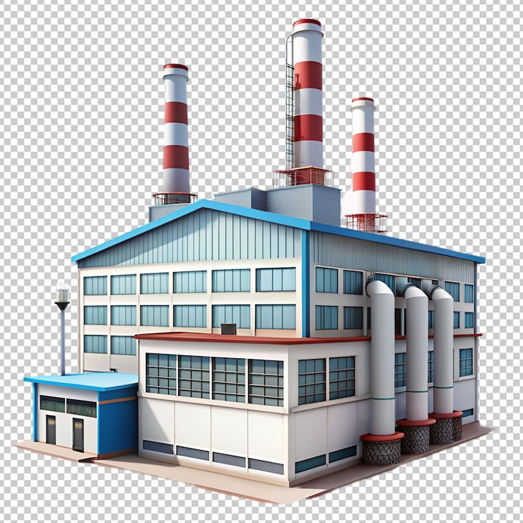 PSD 透明背景上的工厂建筑物