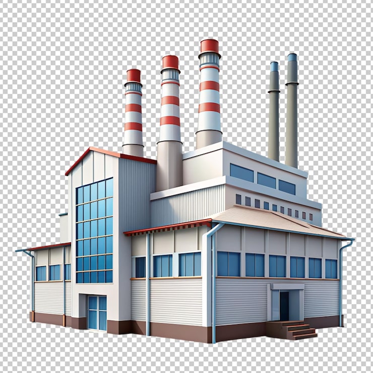 PSD 透明背景上的工厂建筑物