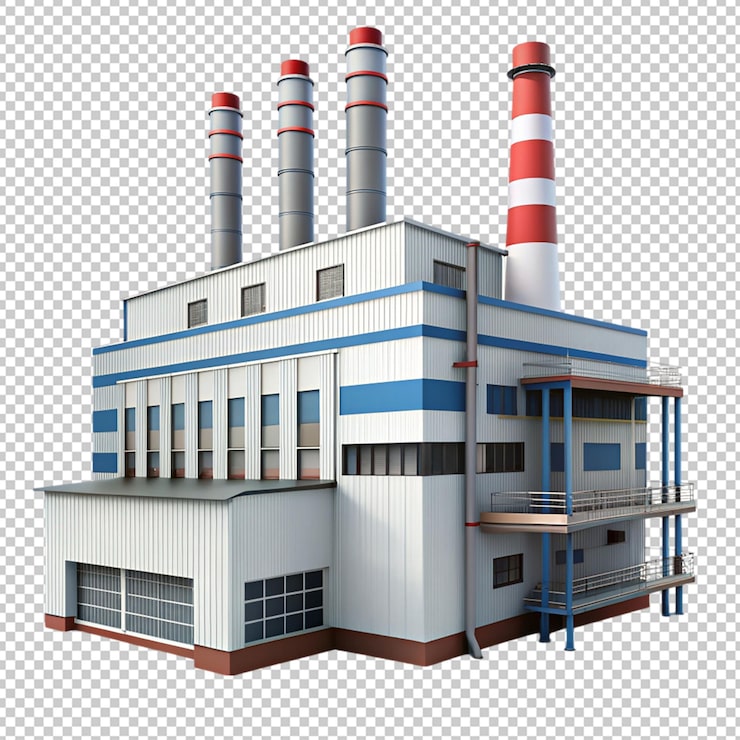 PSD 透明背景上的工厂建筑物