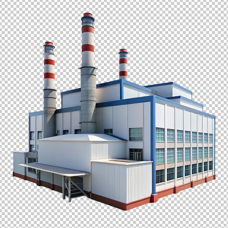 PSD 透明背景上的工厂建筑物