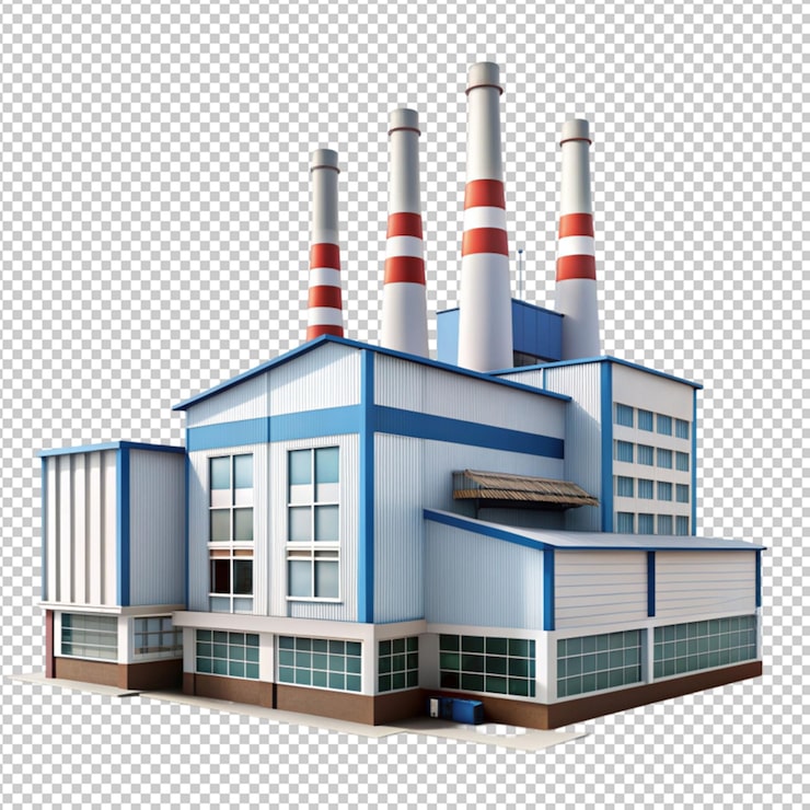 PSD 透明背景上的工厂建筑物