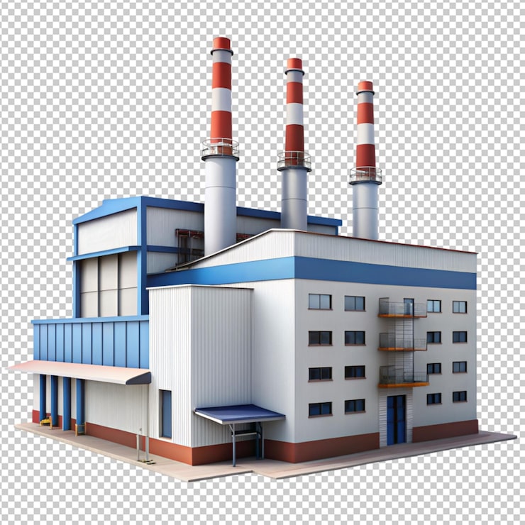 PSD 透明背景上的工厂建筑物