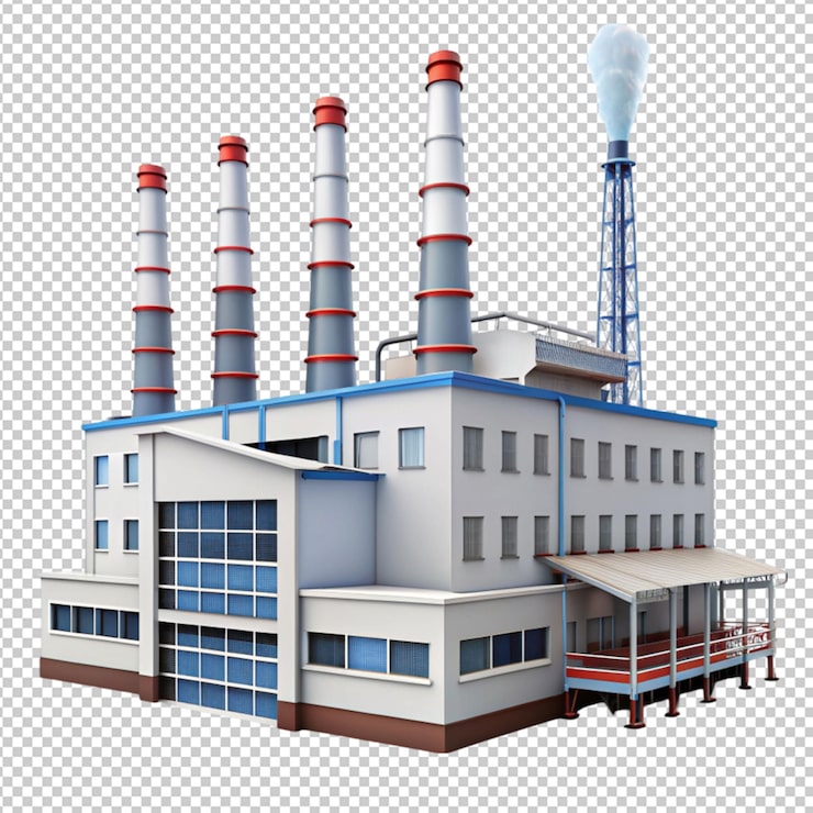 PSD 透明背景上的工厂建筑物