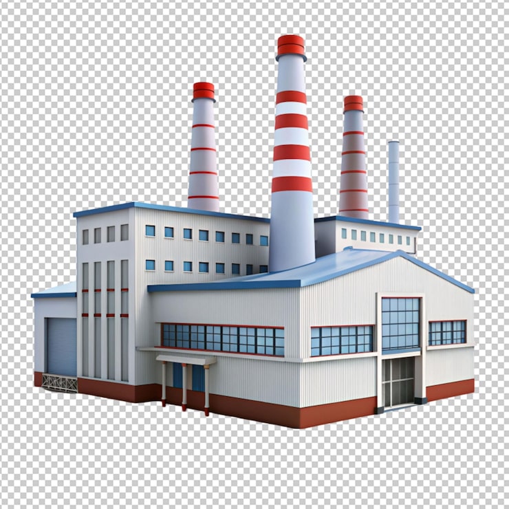 PSD 透明背景上的工厂建筑物